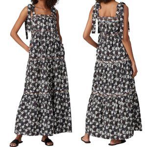 WARM Clothing Big Love Floral Print Tie Strap Tiered Maxi Dress Size 2/M